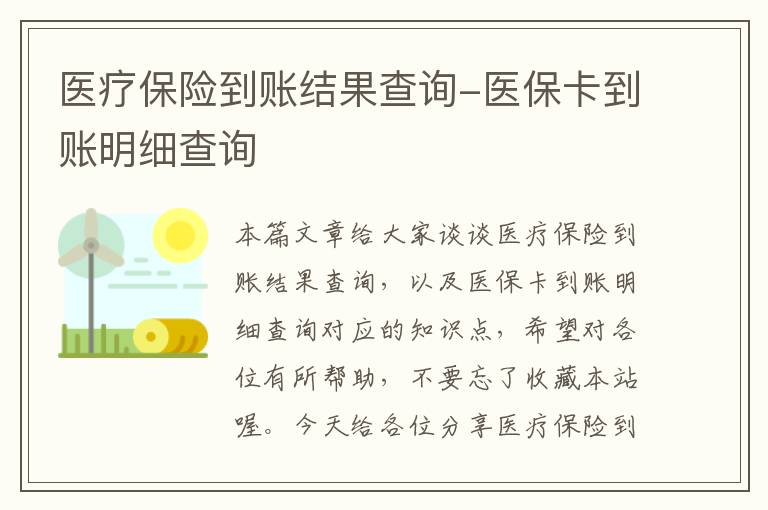 医疗保险到账结果查询-医保卡到账明细查询