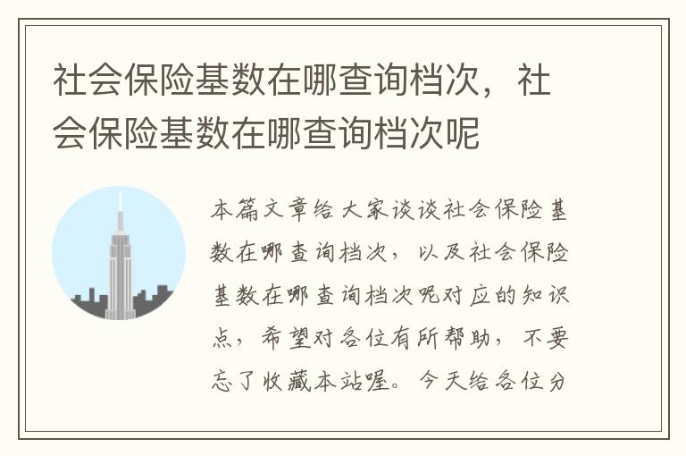 社会保险基数在哪查询档次，社会保险基数在哪查询档次呢