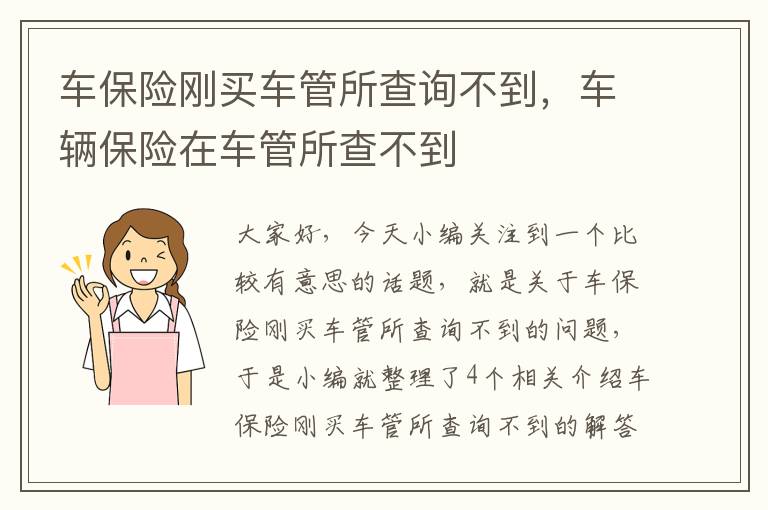 车保险刚买车管所查询不到，车辆保险在车管所查不到