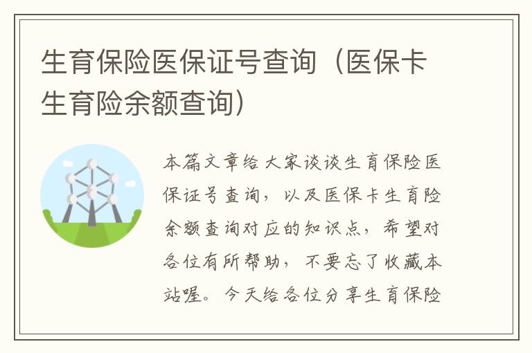 生育保险医保证号查询（医保卡生育险余额查询）