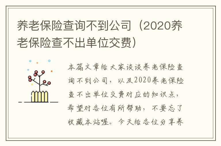 养老保险查询不到公司（2020养老保险查不出单位交费）