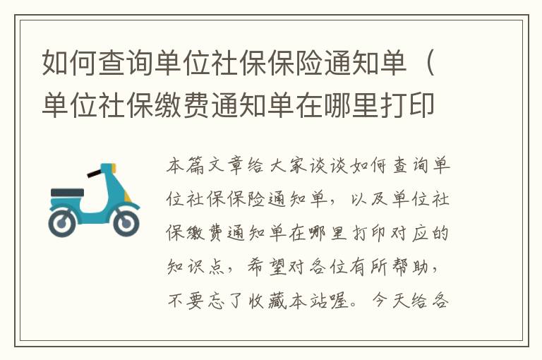 如何查询单位社保保险通知单（单位社保缴费通知单在哪里打印）