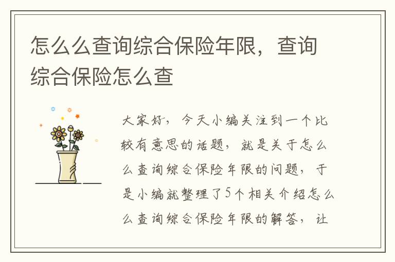 怎么么查询综合保险年限，查询综合保险怎么查