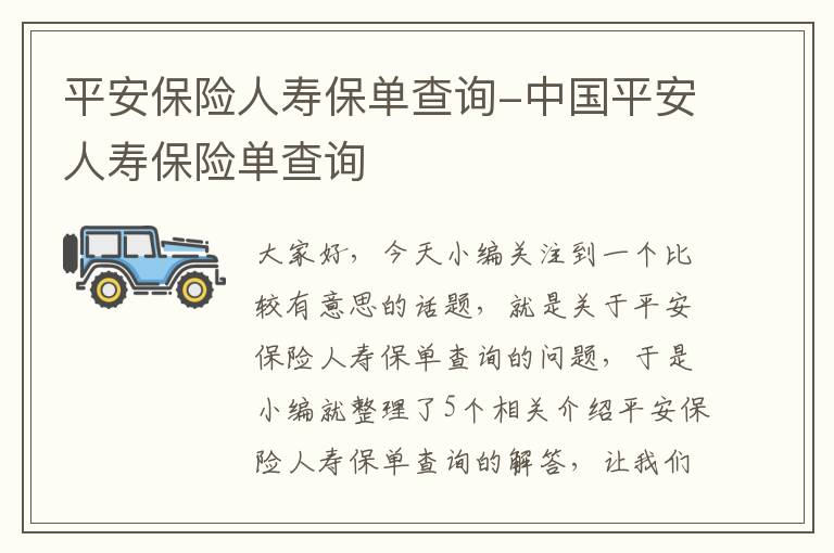 平安保险人寿保单查询-中国平安人寿保险单查询