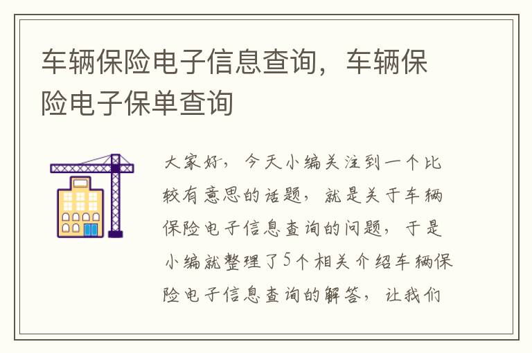 车辆保险电子信息查询，车辆保险电子保单查询