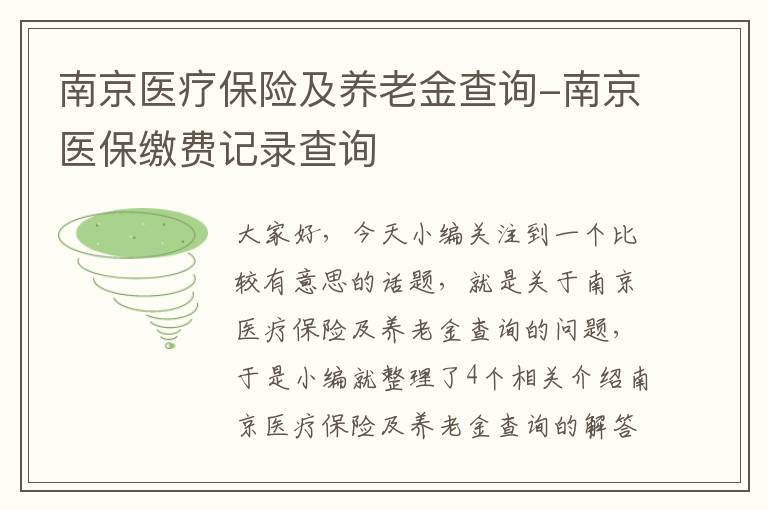 南京医疗保险及养老金查询-南京医保缴费记录查询