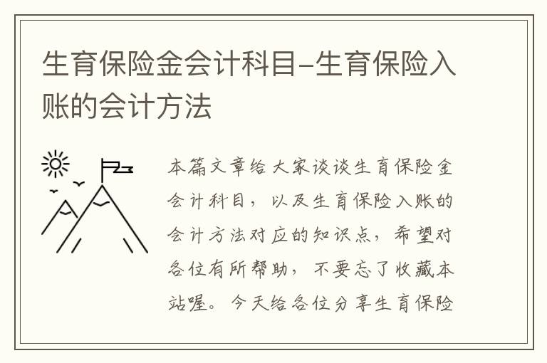 生育保险金会计科目-生育保险入账的会计方法