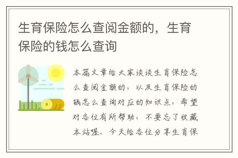 生育保险怎么查阅金额的，生育保险的钱怎么查询