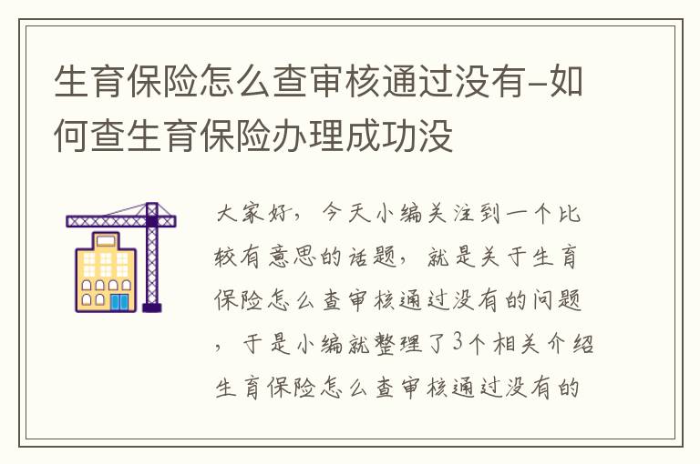 生育保险怎么查审核通过没有-如何查生育保险办理成功没