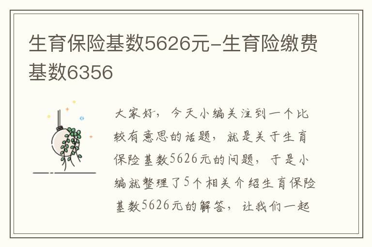 生育保险基数5626元-生育险缴费基数6356