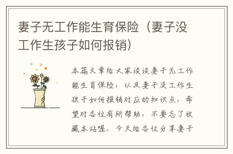 妻子无工作能生育保险（妻子没工作生孩子如何报销）