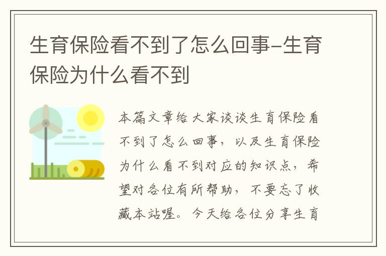 生育保险看不到了怎么回事-生育保险为什么看不到