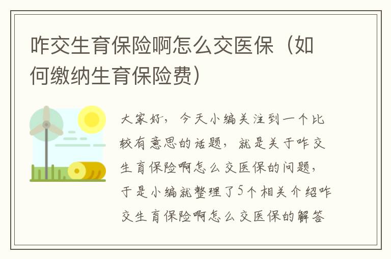 咋交生育保险啊怎么交医保（如何缴纳生育保险费）