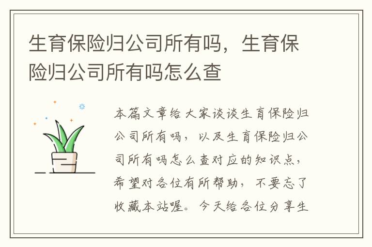 生育保险归公司所有吗，生育保险归公司所有吗怎么查