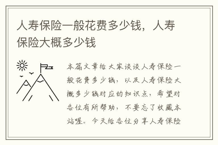 人寿保险一般花费多少钱，人寿保险大概多少钱