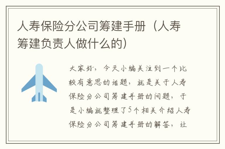 人寿保险分公司筹建手册（人寿筹建负责人做什么的）