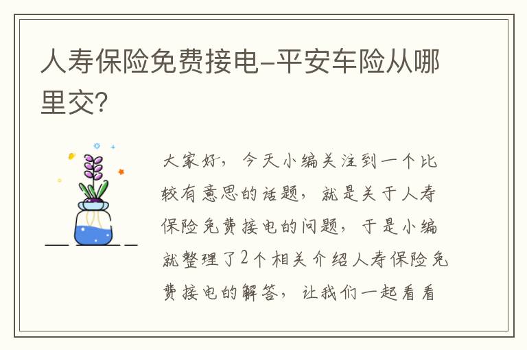 人寿保险免费接电-平安车险从哪里交？