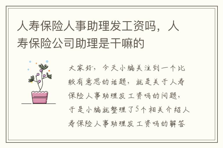 人寿保险人事助理发工资吗，人寿保险公司助理是干嘛的