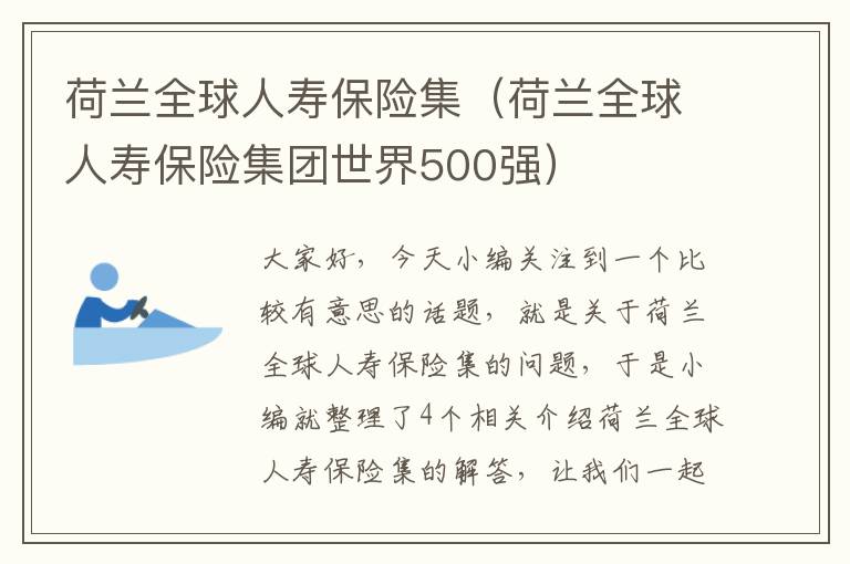 荷兰全球人寿保险集（荷兰全球人寿保险集团世界500强）