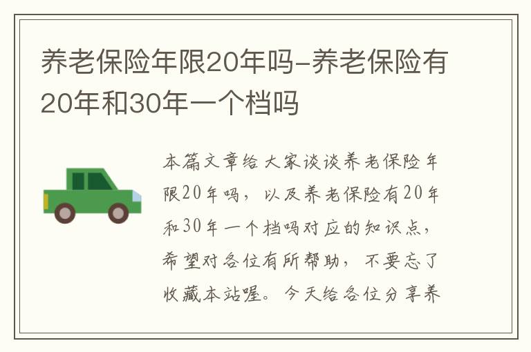 养老保险年限20年吗-养老保险有20年和30年一个档吗