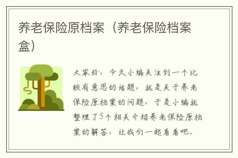 养老保险原档案（养老保险档案盒）