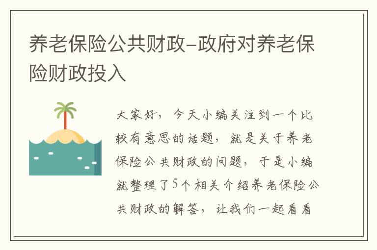 养老保险公共财政-政府对养老保险财政投入