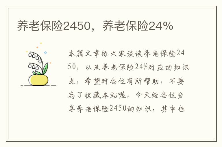 养老保险2450，养老保险24%