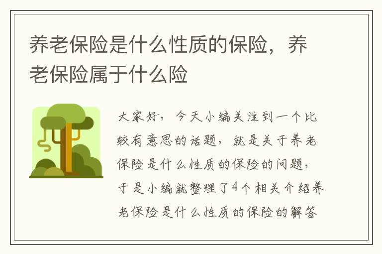 养老保险是什么性质的保险，养老保险属于什么险