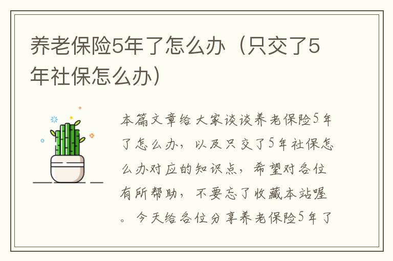 养老保险5年了怎么办（只交了5年社保怎么办）